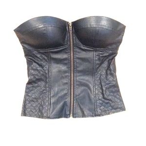 Charlotte Russe black leather like bustier sz MED